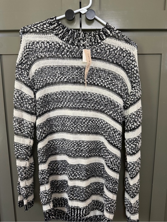 saltwater LUXE Sweaters - saltwater LUXE Black and Cream Striped Crewneck Sweater